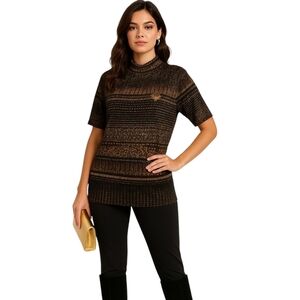 Roberto Cavalli Luxe Animal Baroque Print Top Black Gold Italian Designer Size S